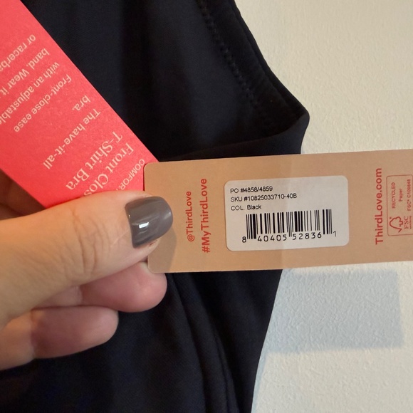 ThirdLove Front-close T-shirt bra Black 40B NWT - Picture 4 of 6